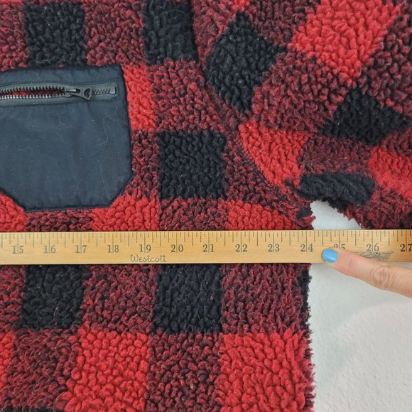 Lucky Brand Mens Sz XL Red Black Plaid Sherpa Jacket Full Zip Work Chores Barn - Picture 7 of 13